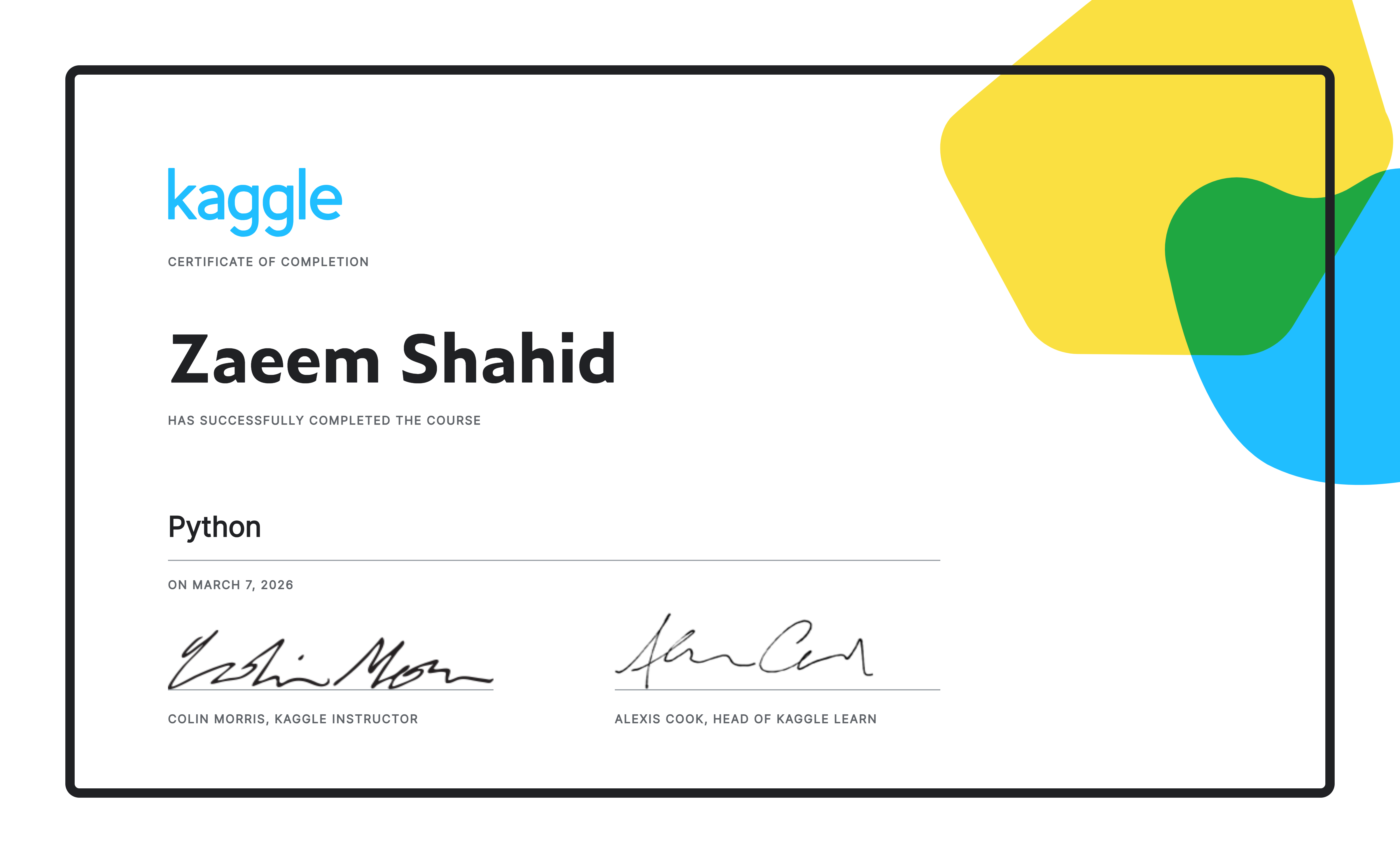 Kaggle Python Certificate